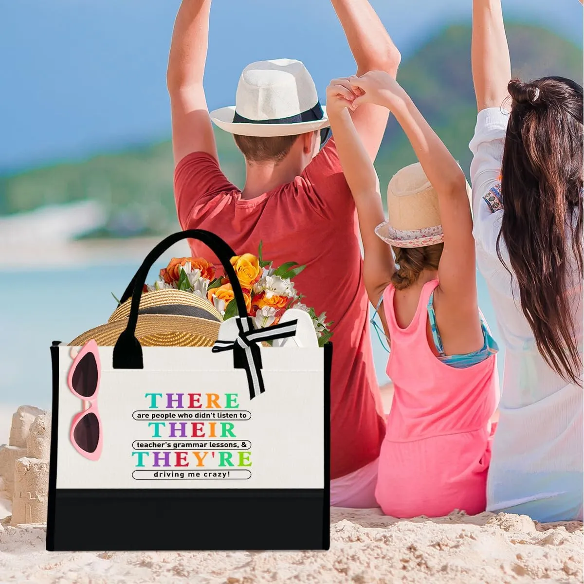Teacher Gift Canvas Tote Bag, Kindergarten Preschool Daycare Teacher Birthday Teacher's Day Christmas Gift Work Bag