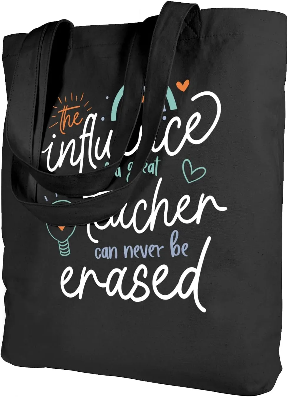 Teacher Gifts for Women Teacher Bag Thank You Birthday Christmas Graduation Thanksgiving Gifts Canvas Tote Bag with Pocket Black