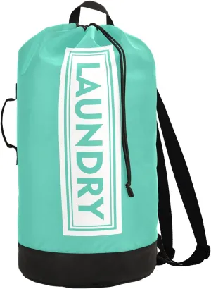 Teal Laundry Backpack Large Heavy Duty Laundry Bag with Adjustable Shoulder Straps Laundry backpack for Traveling Dirty Clothes Organizer for College Students Waterproof