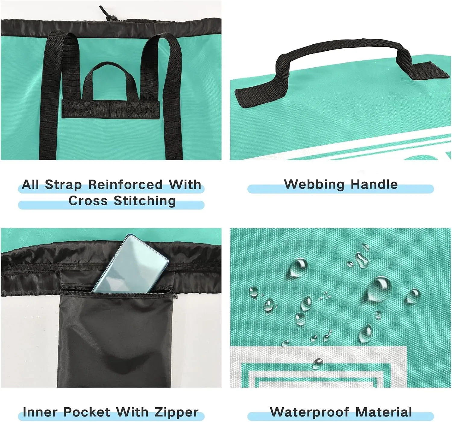 Teal Laundry Backpack Large Heavy Duty Laundry Bag with Adjustable Shoulder Straps Laundry backpack for Traveling Dirty Clothes Organizer for College Students Waterproof