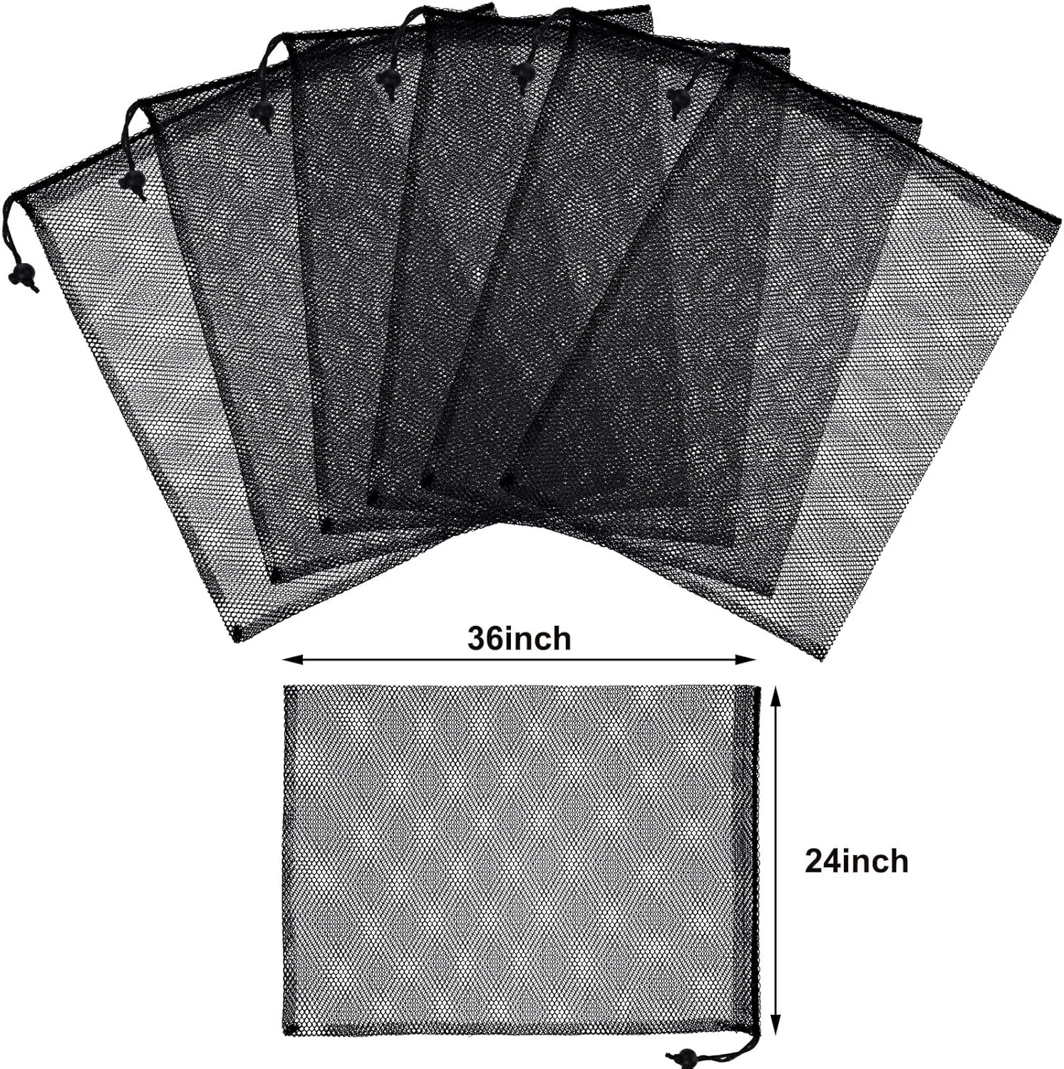 TecUnite 10 Pcs Mesh Bags Drawstring Laundry Bags Large Nylon Mesh Gift Dishwasher Bag with Sliding Drawstring for Kitchen Jewelry Gifts Wedding Favor Home(24 x 36 Inch,Black)