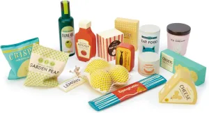 Tender Leaf Toys - Supermarket Grocery Set - 17 Pcs Wooden Pretend Play Food Pack for Supermarket Roleplay Shopping Game, Play Kitchen Accessories - Age 3 
