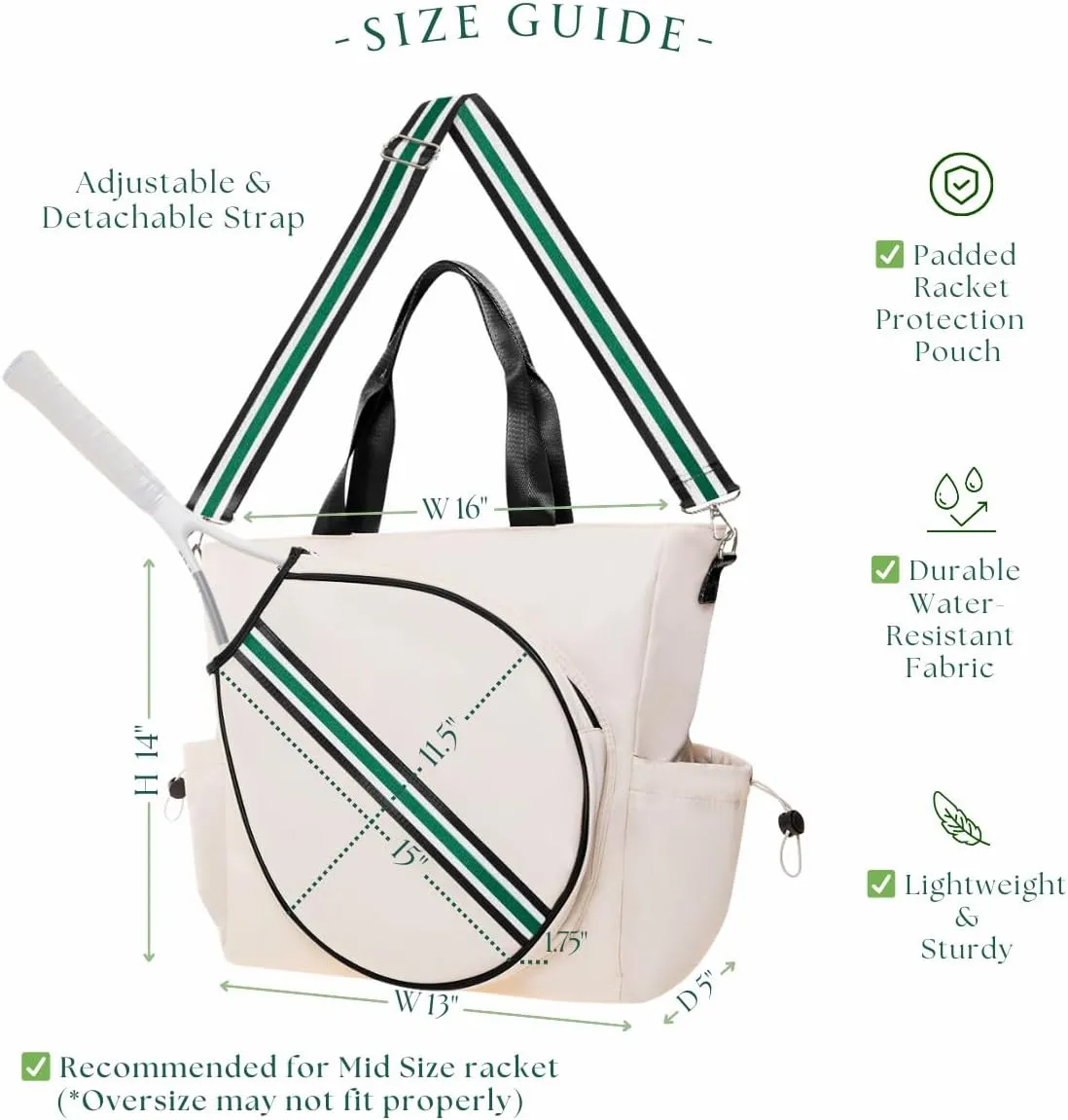 Tennis Bag for Women Racket Tote, Stylish Backpack - Unisex Racquet Sports Pickleball Bag Convertible Shoulder, Crossbody Strap Large Compartment
