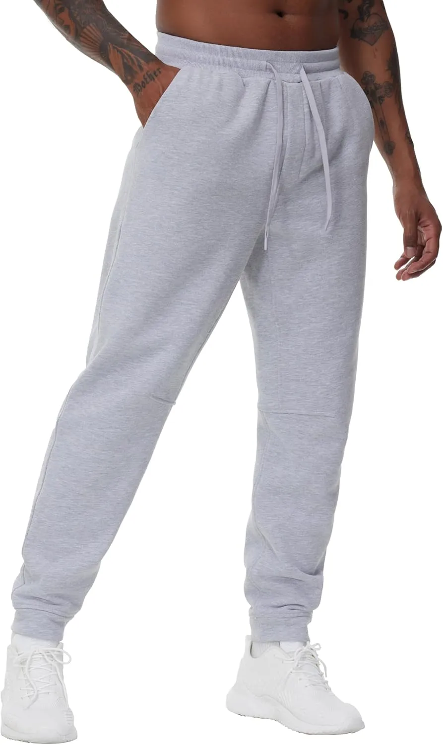 THE GYM PEOPLE Men's Fleece Workout Sweatpants Drawstring Tapered Running Lounge Jogger Pants with Pockets