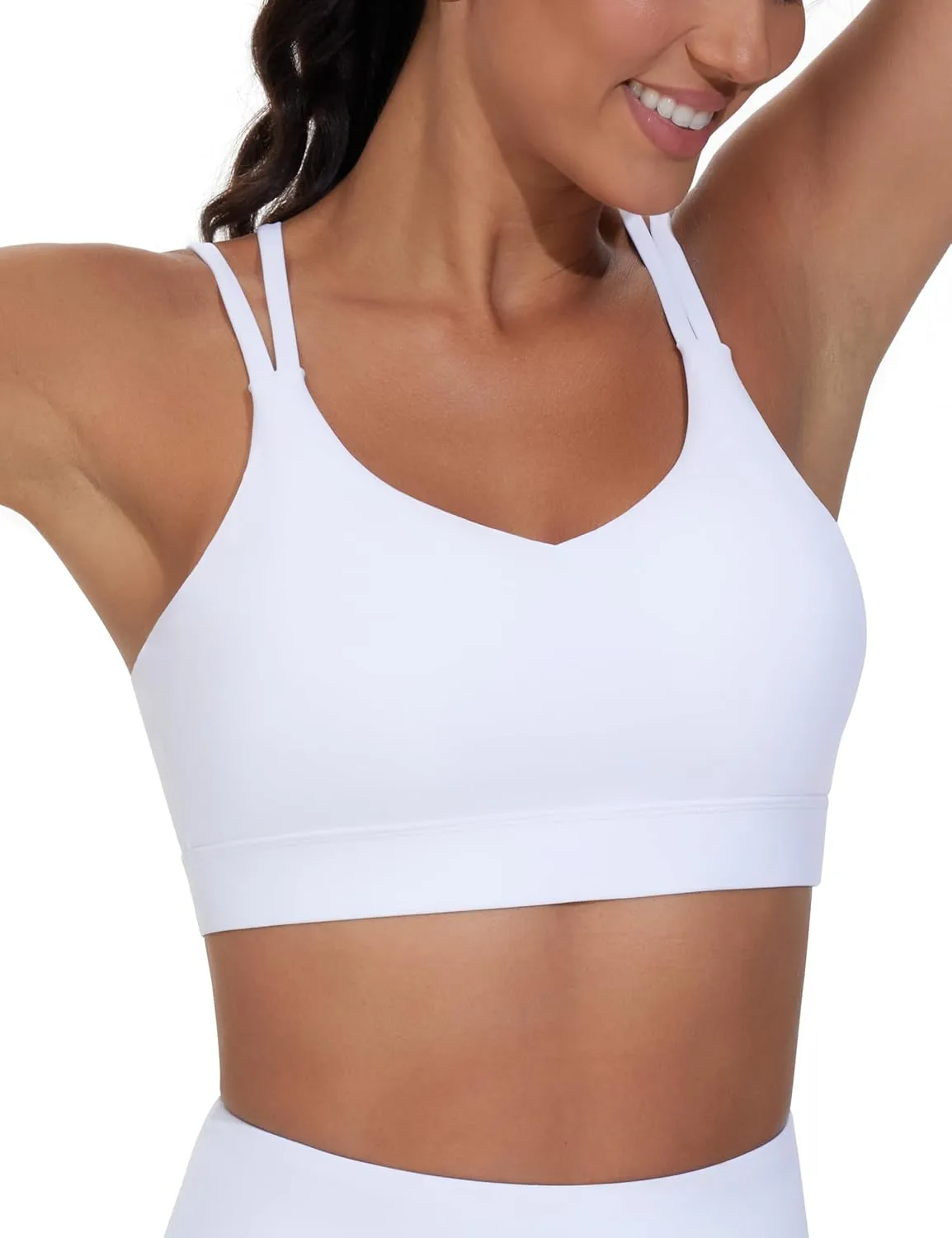 THE GYM PEOPLE Women's Double Spaghetti Strap Sports Bras Supportive Strappy Workout Bra with Padded