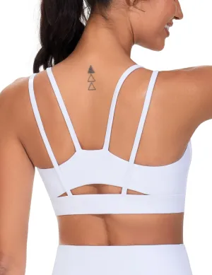 THE GYM PEOPLE Women's Double Spaghetti Strap Sports Bras Supportive Strappy Workout Bra with Padded