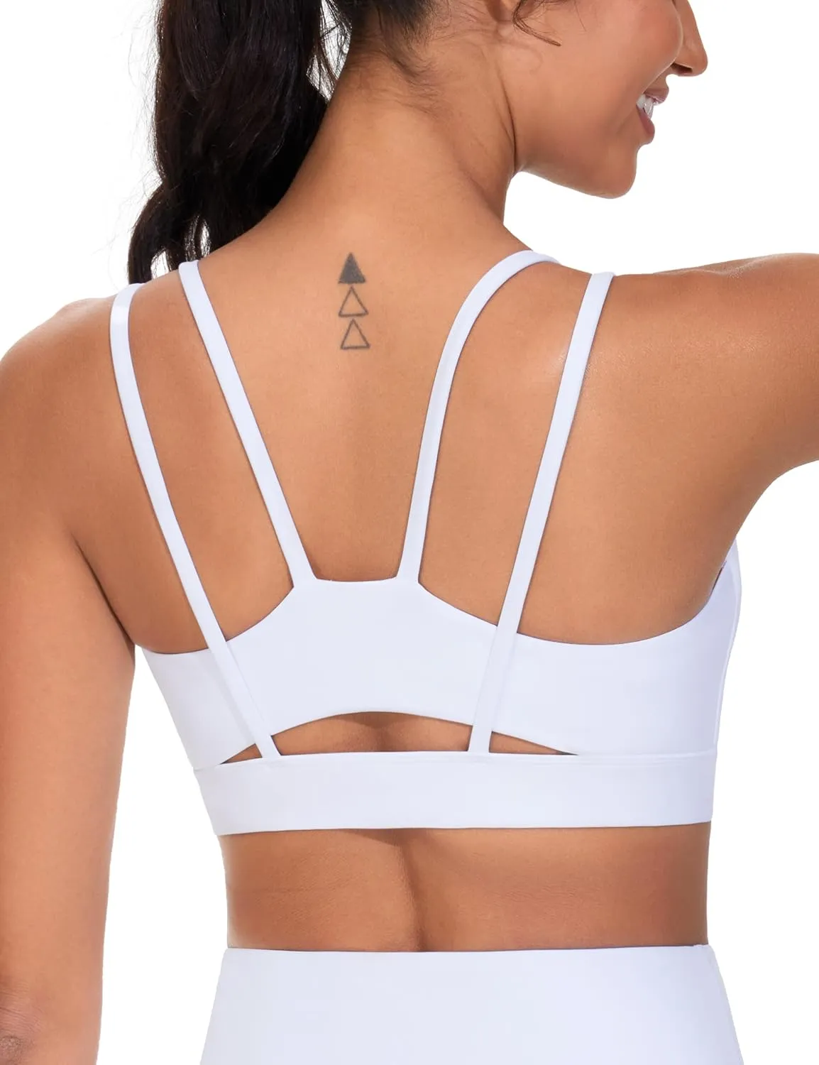 THE GYM PEOPLE Women's Double Spaghetti Strap Sports Bras Supportive Strappy Workout Bra with Padded