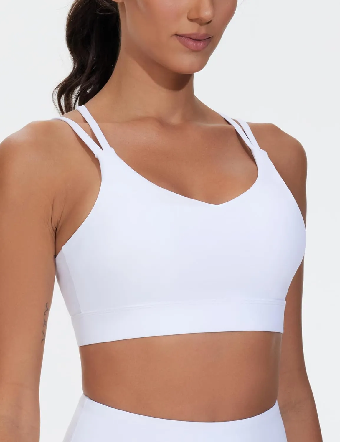 THE GYM PEOPLE Women's Double Spaghetti Strap Sports Bras Supportive Strappy Workout Bra with Padded