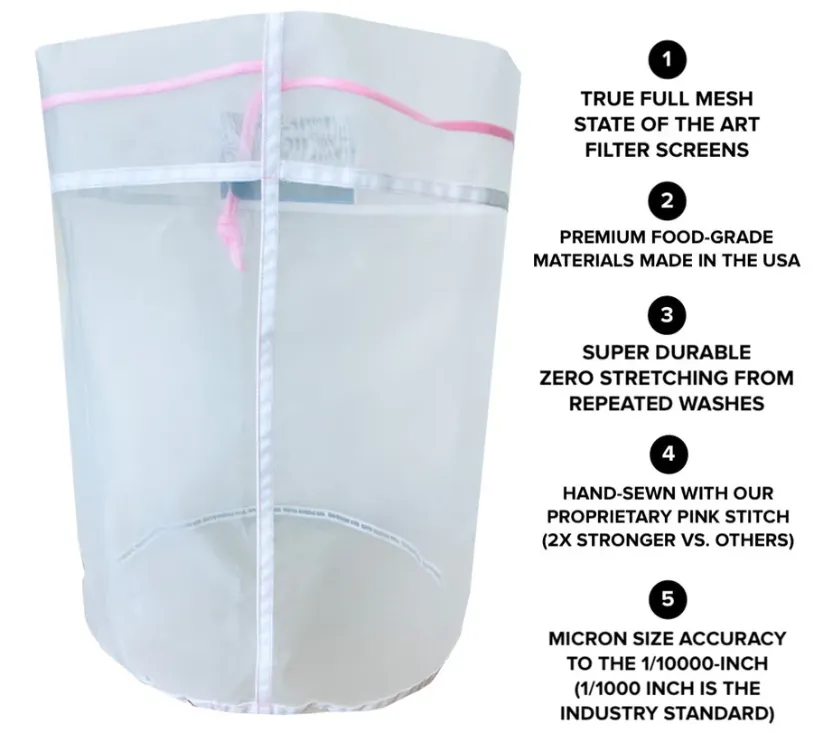 The Press Club x FRENCHY CANNOLI 5 GALLON ALL MESH SIEVING BAGS 5-PACK - 220 / 190 / 160 / 90 / 45 Micron