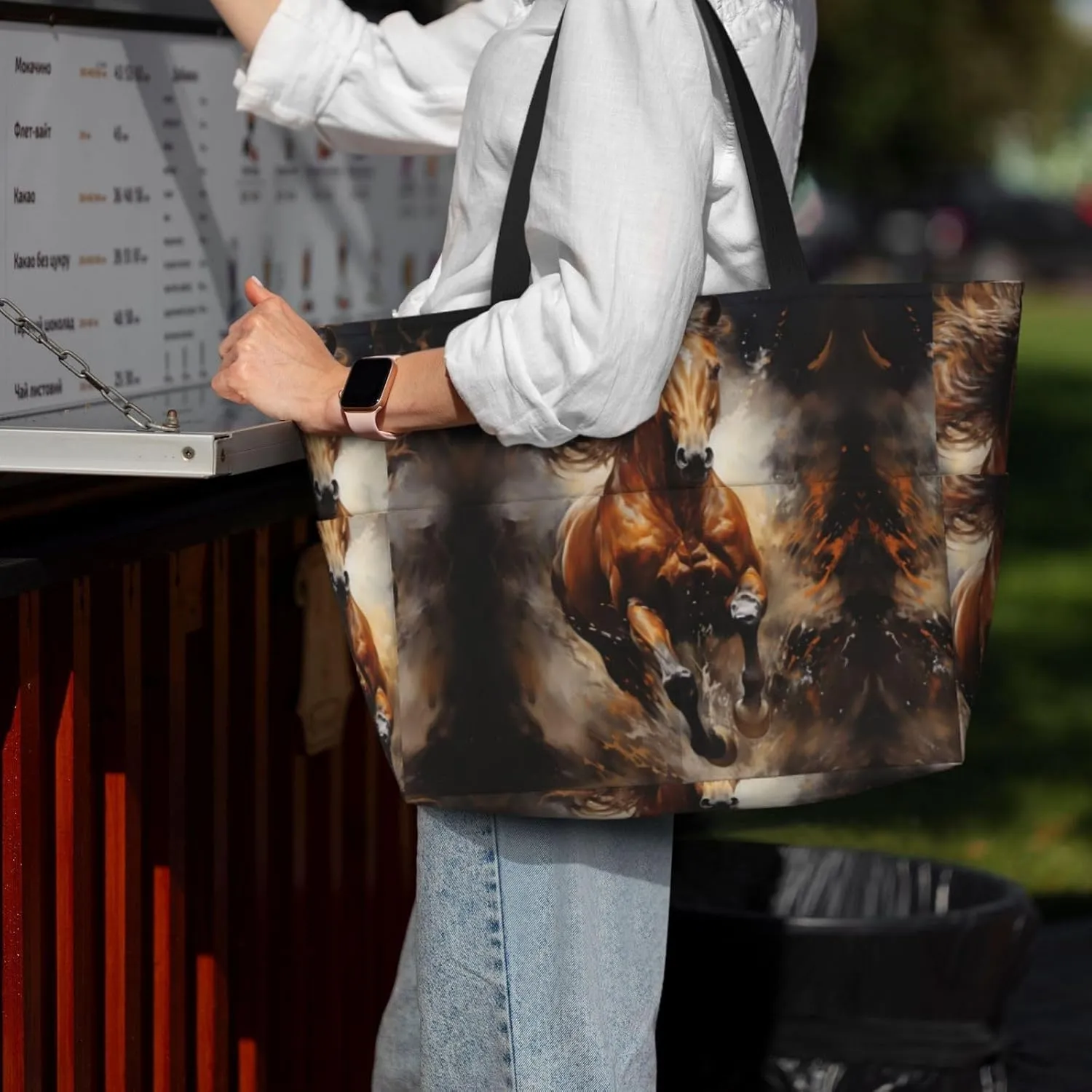 The Wolf With Blue Eyes Spacious Large Capacity Beach Travel Bag - Foldable Beach Bag Tote Bag With Zipper