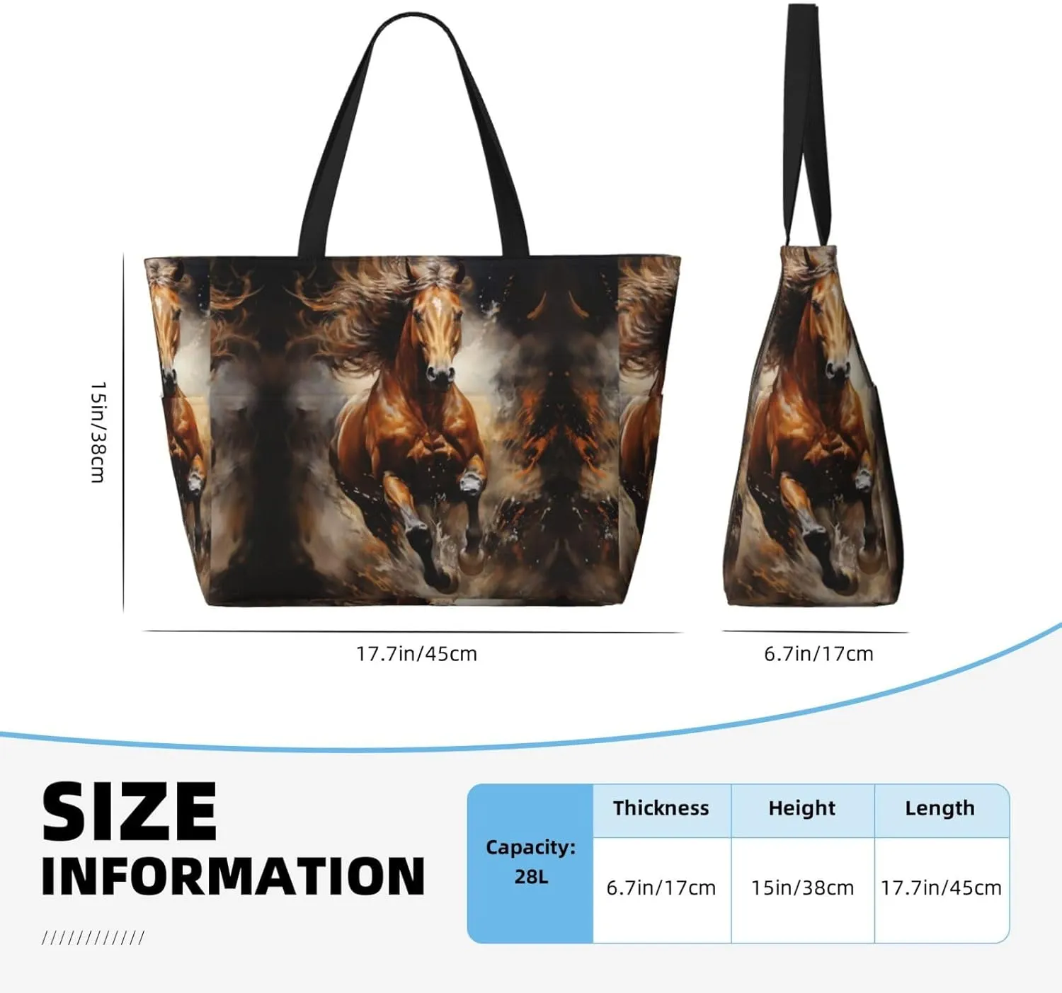 The Wolf With Blue Eyes Spacious Large Capacity Beach Travel Bag - Foldable Beach Bag Tote Bag With Zipper