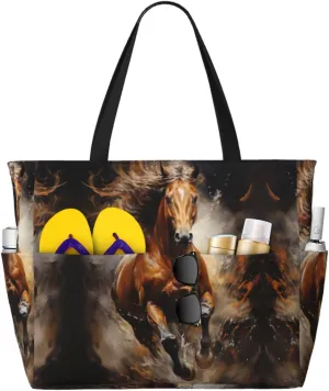 The Wolf With Blue Eyes Spacious Large Capacity Beach Travel Bag - Foldable Beach Bag Tote Bag With Zipper