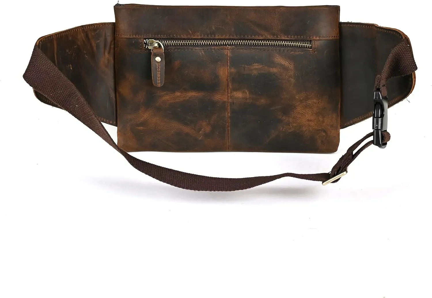 Thick Crazy Horse Leather Hiking Riding Travel Outdoor Belt Fanny Waist Pack Small Phone Pouch For Men Women 380 (381 Brown)