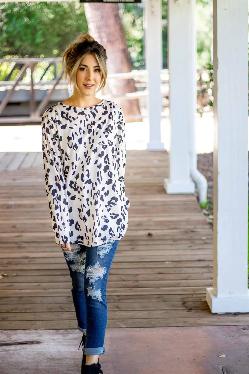 Tickled Teal Women's Long Sleeve Casual Loose Sweater Outerwear