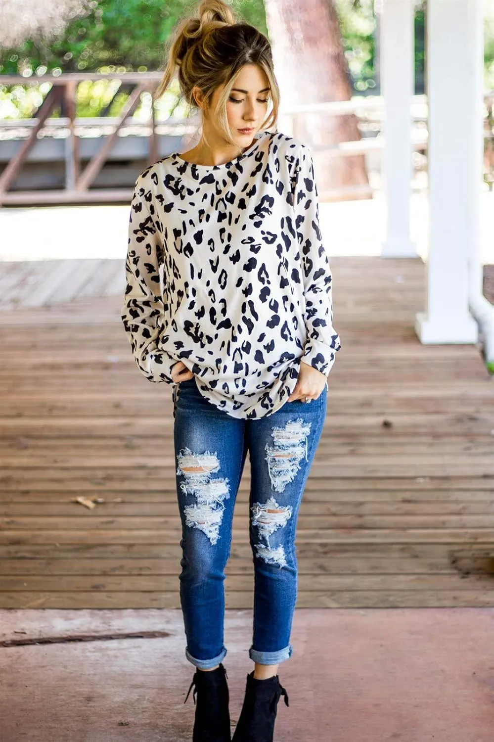 Tickled Teal Women's Long Sleeve Casual Loose Sweater Outerwear