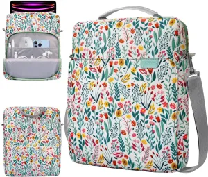 TiMOVO 13 Inch Tablet Sleeve Handbag with Shoulder Strap for iPad Air 13" M3 2025, iPad Pro 13", iPad Pro 12.9", Galaxy Tab S9 /S9 Plus/S10 /S10 Plus/S9 FE /S9 FE Plus 12.4", Flowers