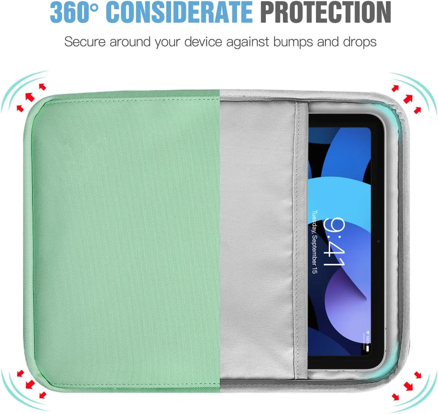 TiMOVO 9-11 Inch Tablet Sleeve Bag with Shoulder Strap for iPad 11-inch A16 2025, iPad 10th Gen. 10.9", iPad 9th/8th/7th Gen. 10.2", iPad Air 11/5th/4th Gen. 10.9", Galaxy Tab A9 Plus 11", Bodhi Green