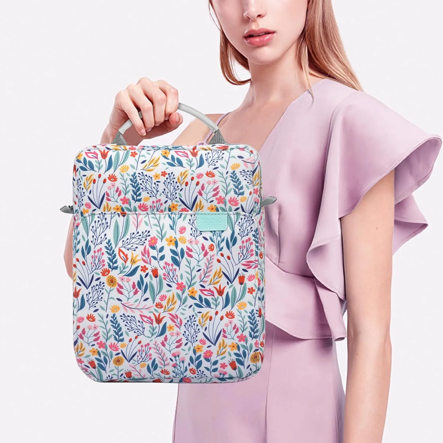 TiMOVO 9-11 Inch Tablet Sleeve Bag with Shoulder Strap for iPad 11-inch A16 2025, iPad 10th Gen. 10.9", iPad 9th/8th/7th Gen. 10.2", iPad Air 11/5th/4th Gen. 10.9", Galaxy Tab A9 Plus 11", Flowers