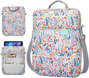 TiMOVO 9-11 Inch Tablet Sleeve Bag with Shoulder Strap for iPad 11-inch A16 2025, iPad 10th Gen. 10.9", iPad 9th/8th/7th Gen. 10.2", iPad Air 11/5th/4th Gen. 10.9", Galaxy Tab A9 Plus 11", Flowers