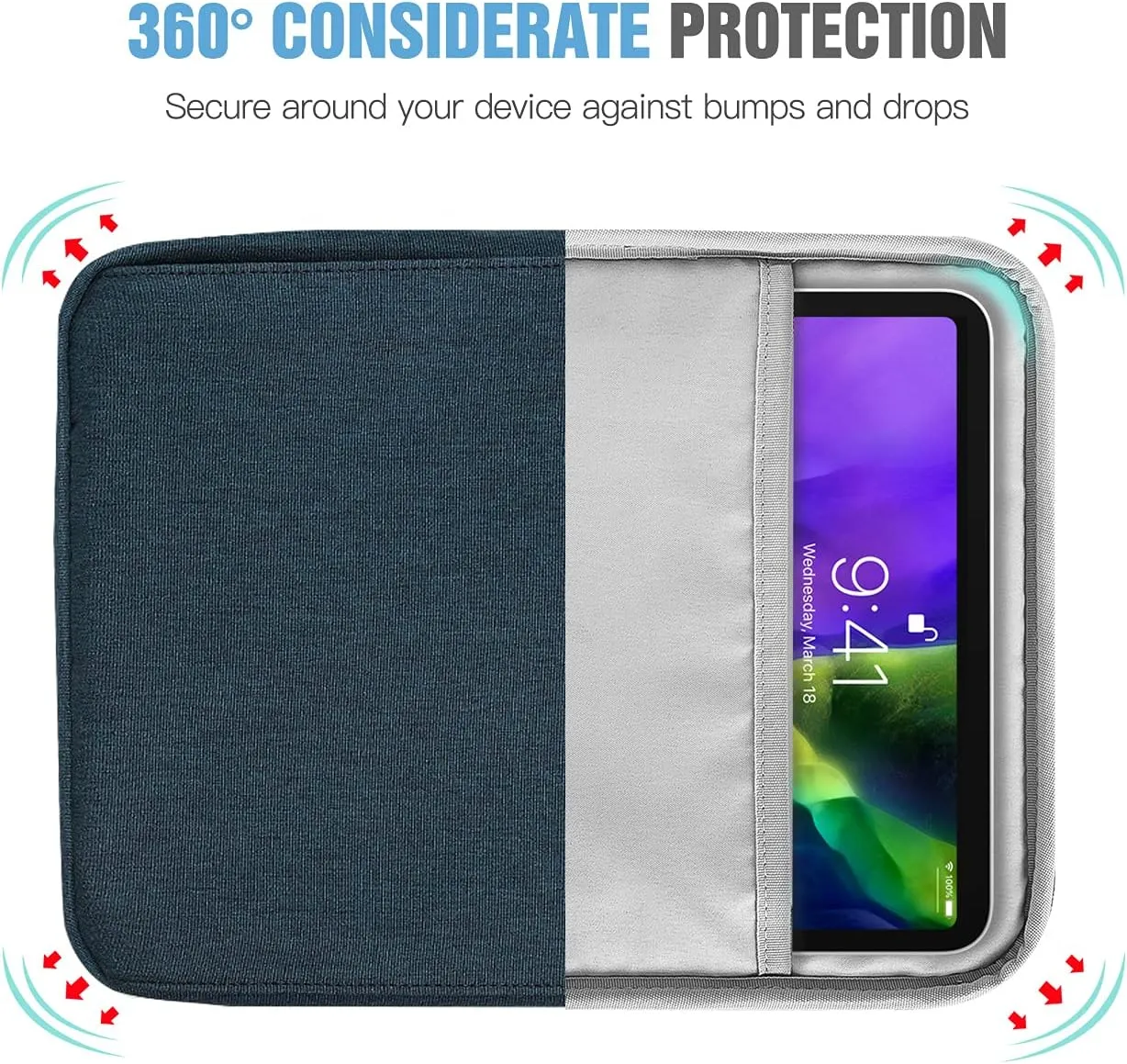 TiMOVO 9-11 Inch Tablet Sleeve Bag with Shoulder Strap for iPad 11-inch A16 2025, iPad 10th Gen. 10.9", iPad 9th/8th/7th Gen. 10.2", iPad Air 11/5th/4th Gen. 10.9", Galaxy Tab A9 Plus 11", Indigo