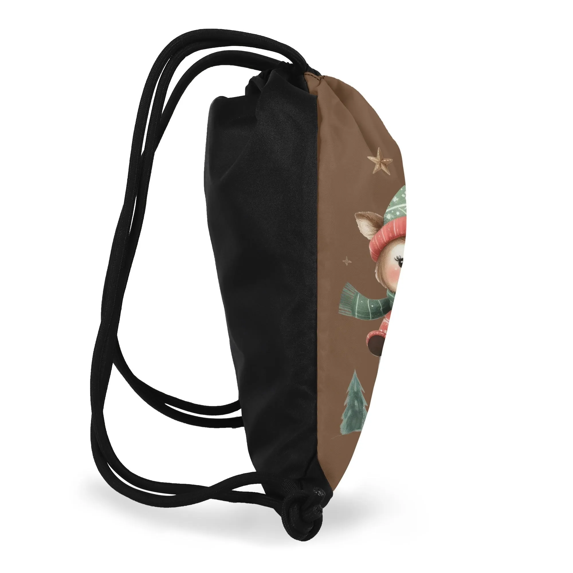Tis The Season to SKI! - Single-Sided Print Christmas Drawstring Tote Bag