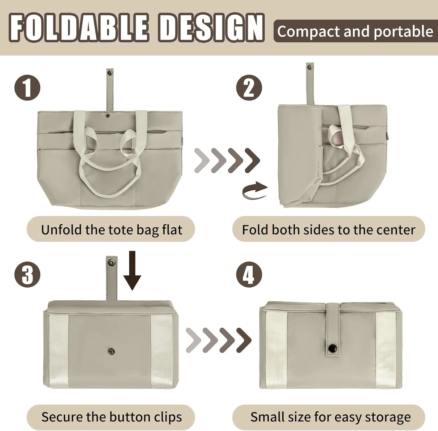TORIBIO Tote Bag for Women, Foldable Large Tote Bag Shoulder Bag Handbag Utility Tote for Travel, Work