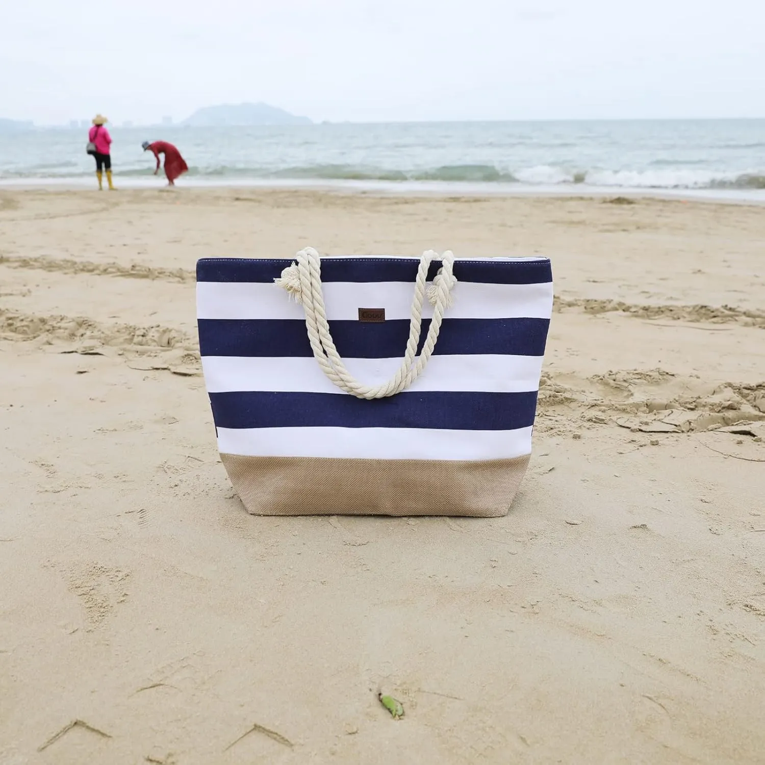 Tote Bag for Women Canvas Beach Tote Bag With Zipper Large Shoulder Bag Top Handle Handbag for Travel Work Gym