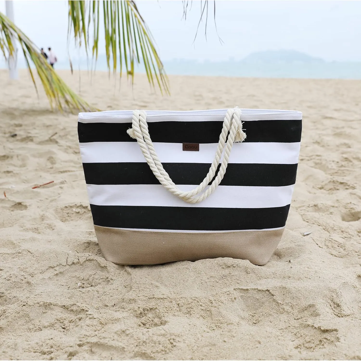 Tote Bag for Women Canvas Beach Tote Bag With Zipper Large Shoulder Bag Top Handle Handbag for Travel Work Gym