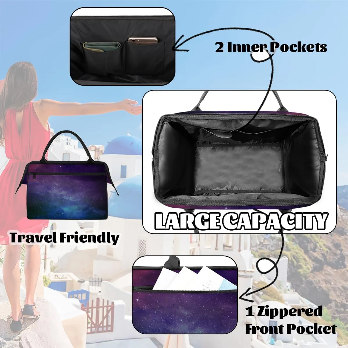 Tote Bag for Women with Zipper, Travel Large Shoulder Bag Handbag for Work, Gym