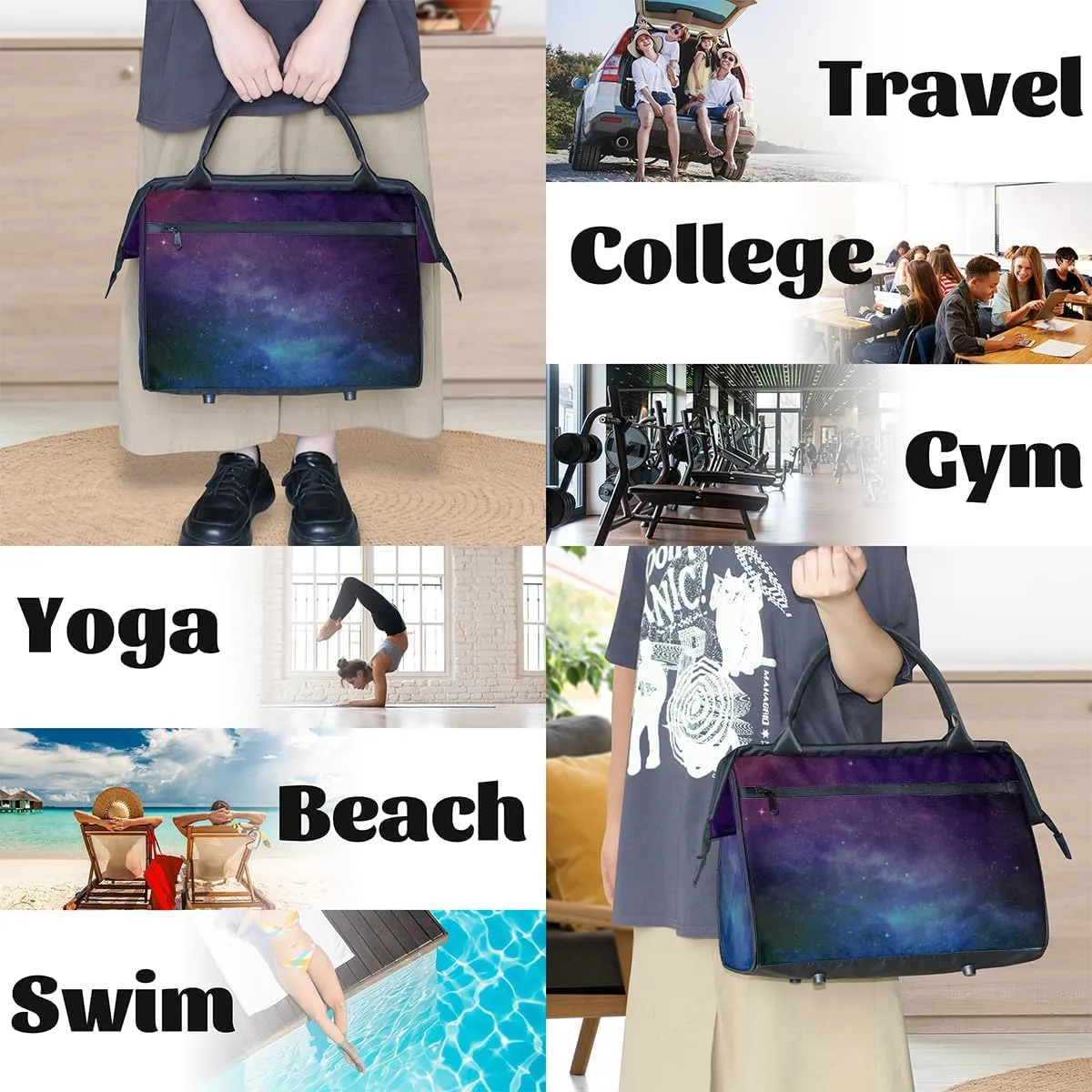 Tote Bag for Women with Zipper, Travel Large Shoulder Bag Handbag for Work, Gym