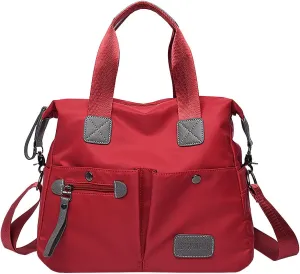 Tote Bag for Women,Multi Pockets Shoulder Handbag,Nurse Bag for Work,Large Cross body Purse,Fashion Nylon Top Handle Satchel