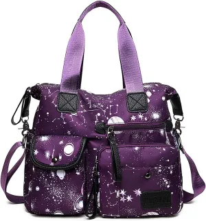 Tote Bag for Women,Multi Pockets Shoulder Handbag,Nurse Bag for Work,Large Cross body Purse,Fashion Nylon Top Handle Satchel