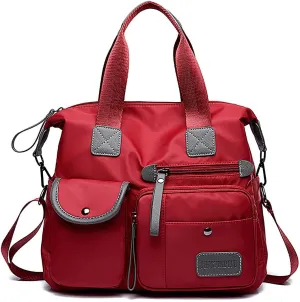 Tote Bag for Women,Multi Pockets Shoulder Handbag,Nurse Bag for Work,Large Cross body Purse,Fashion Nylon Top Handle Satchel