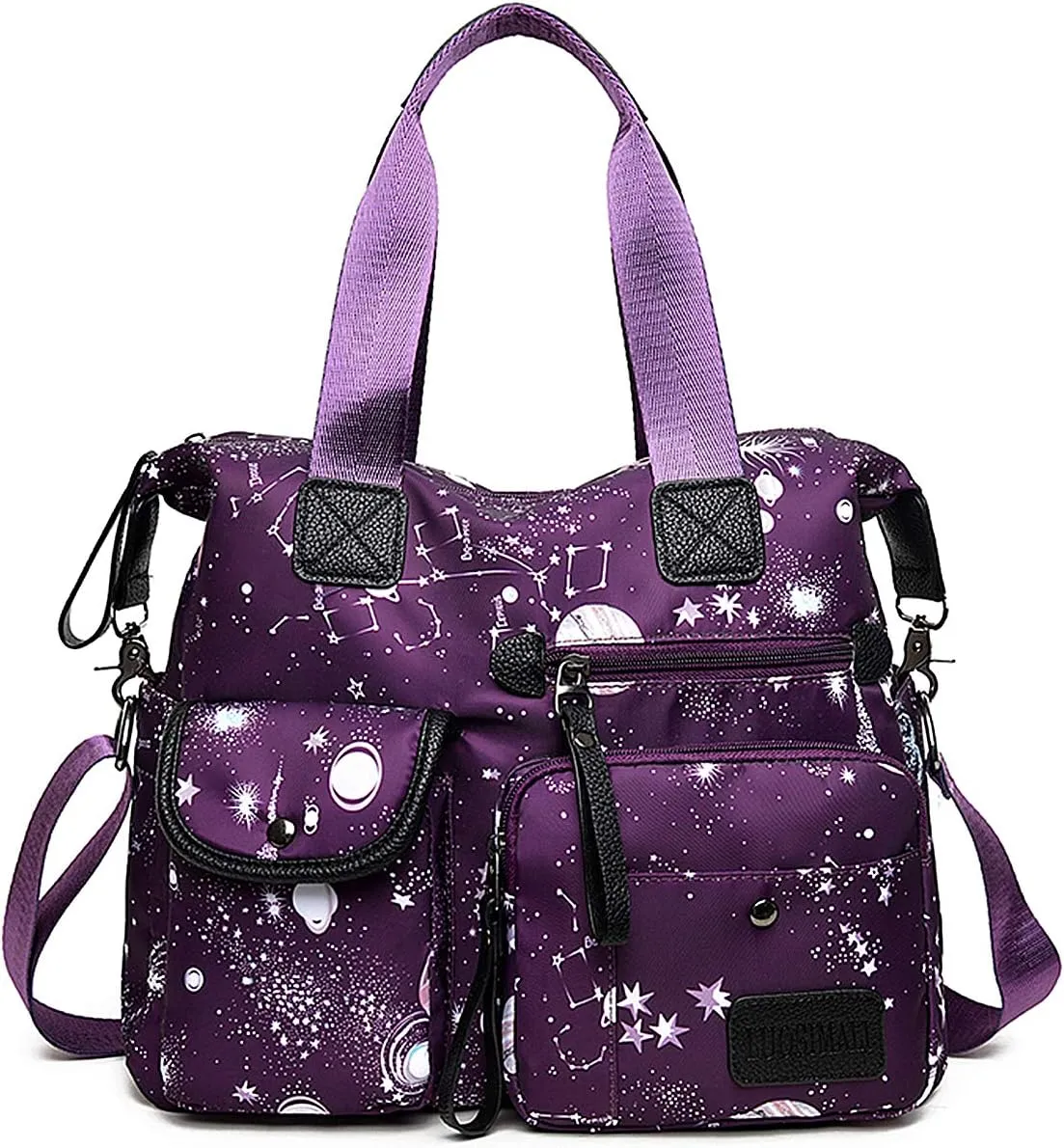 Tote Bag for Women,Multi Pockets Shoulder Handbag,Nurse Bag for Work,Large Cross body Purse,Fashion Nylon Top Handle Satchel