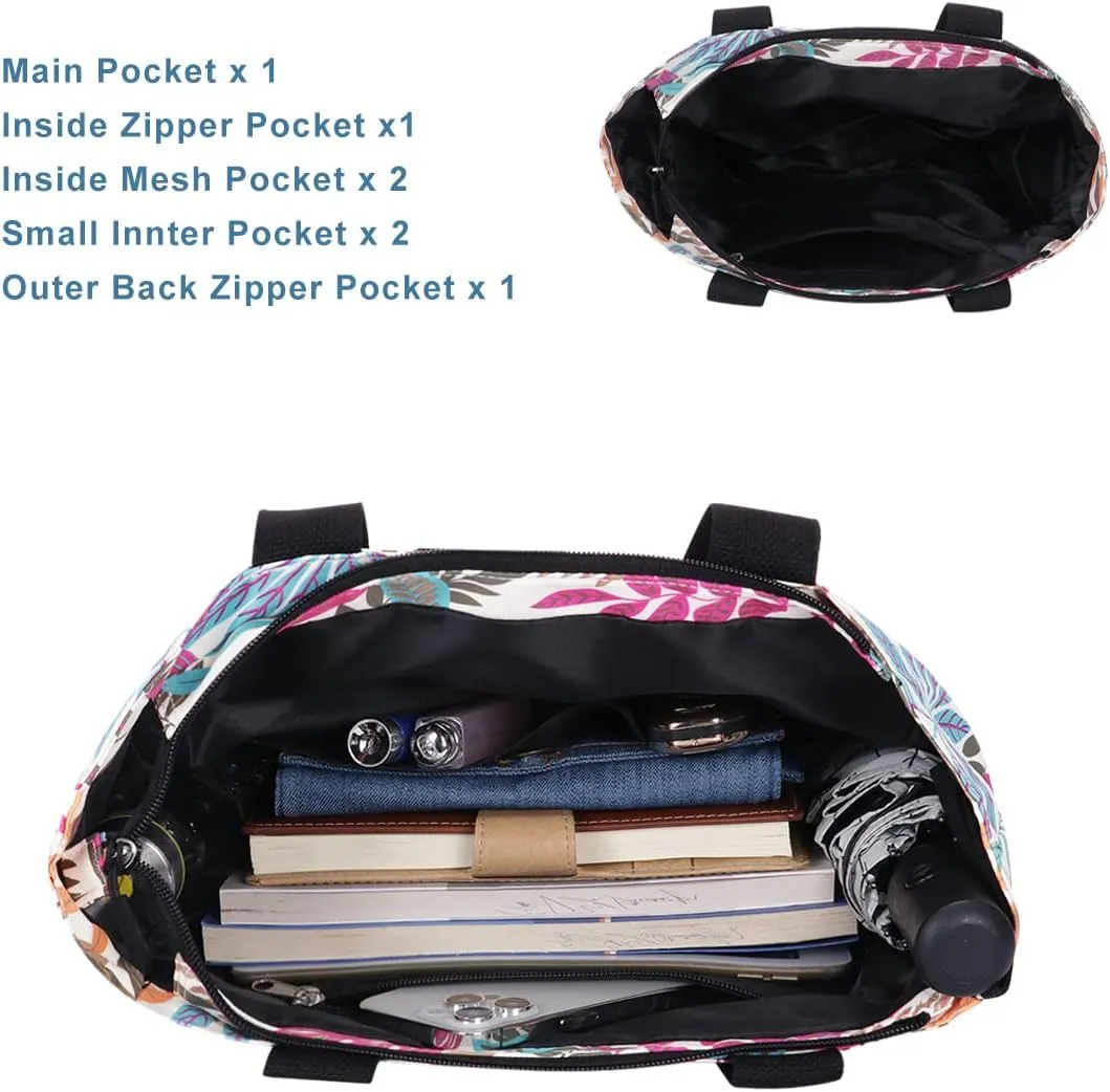 Tote Bag with Zipper for Women Inside Mesh Pocket Heavy Duty Casual Anti-water Cloth Travel Shoulder Handbag