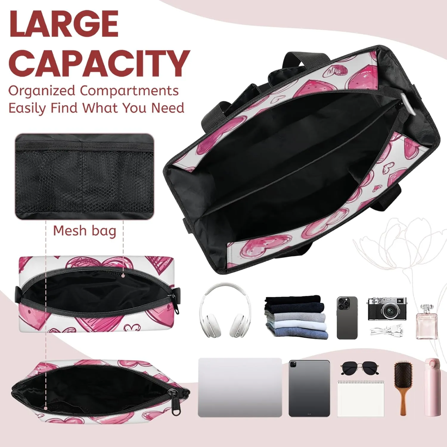 Tote Satchel Bag Set 3PCS for Women,Travel Shoulder Bag Handbag and Wallet Daily Use06