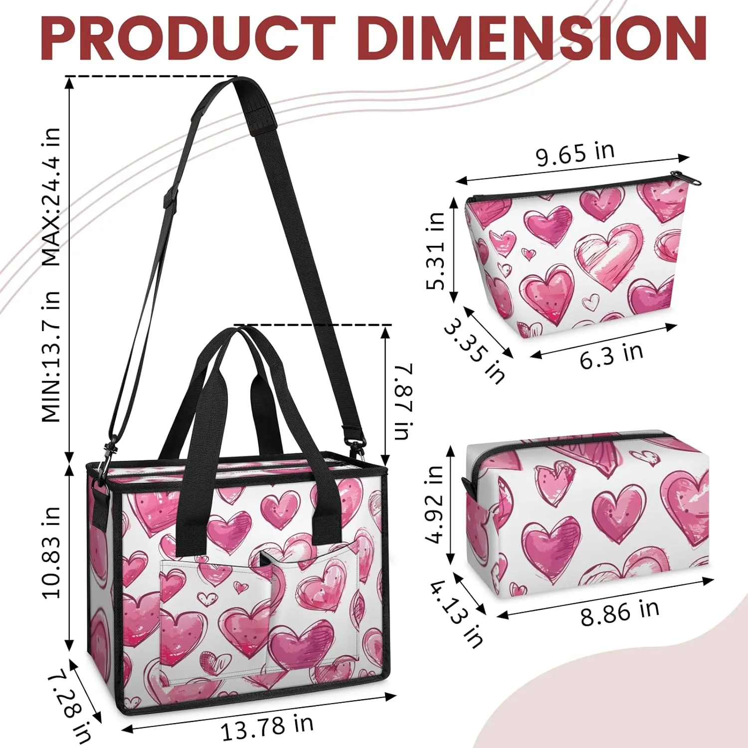 Tote Satchel Bag Set 3PCS for Women,Travel Shoulder Bag Handbag and Wallet Daily Use06