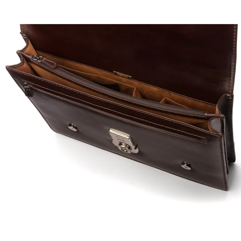 Traditional Vintage Leather Briefcase - Brown