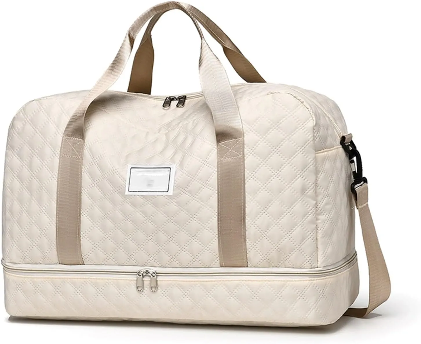 Travel Duffel Bag for Men and Women with Shoe Compartment, Carry-on Travel Bag for Fitness and Travel Off White