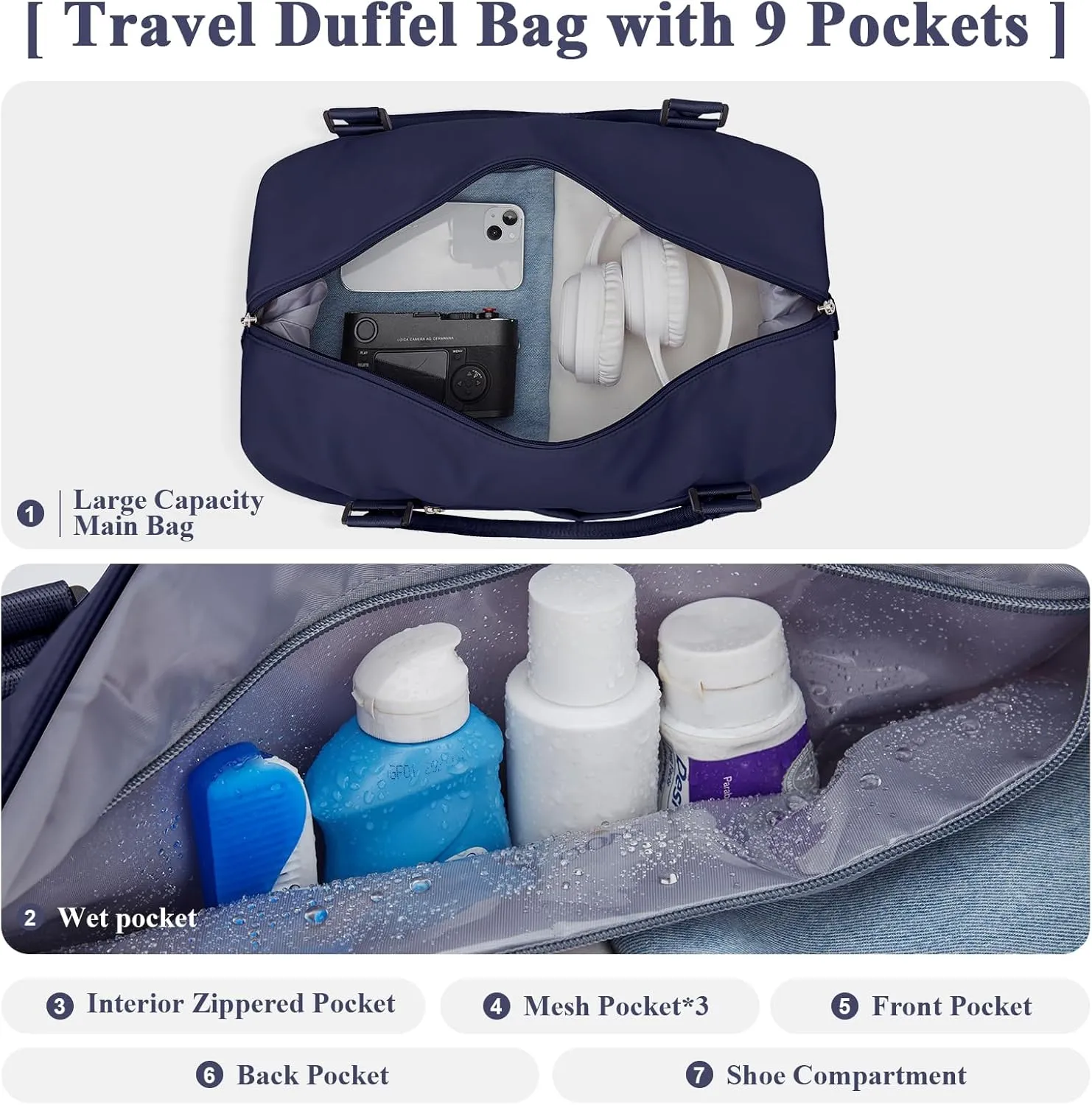 Travel Duffel Bag with Shoes Compartment, Overnight Weekender Bags for Women,Carry on Personal Item Bag