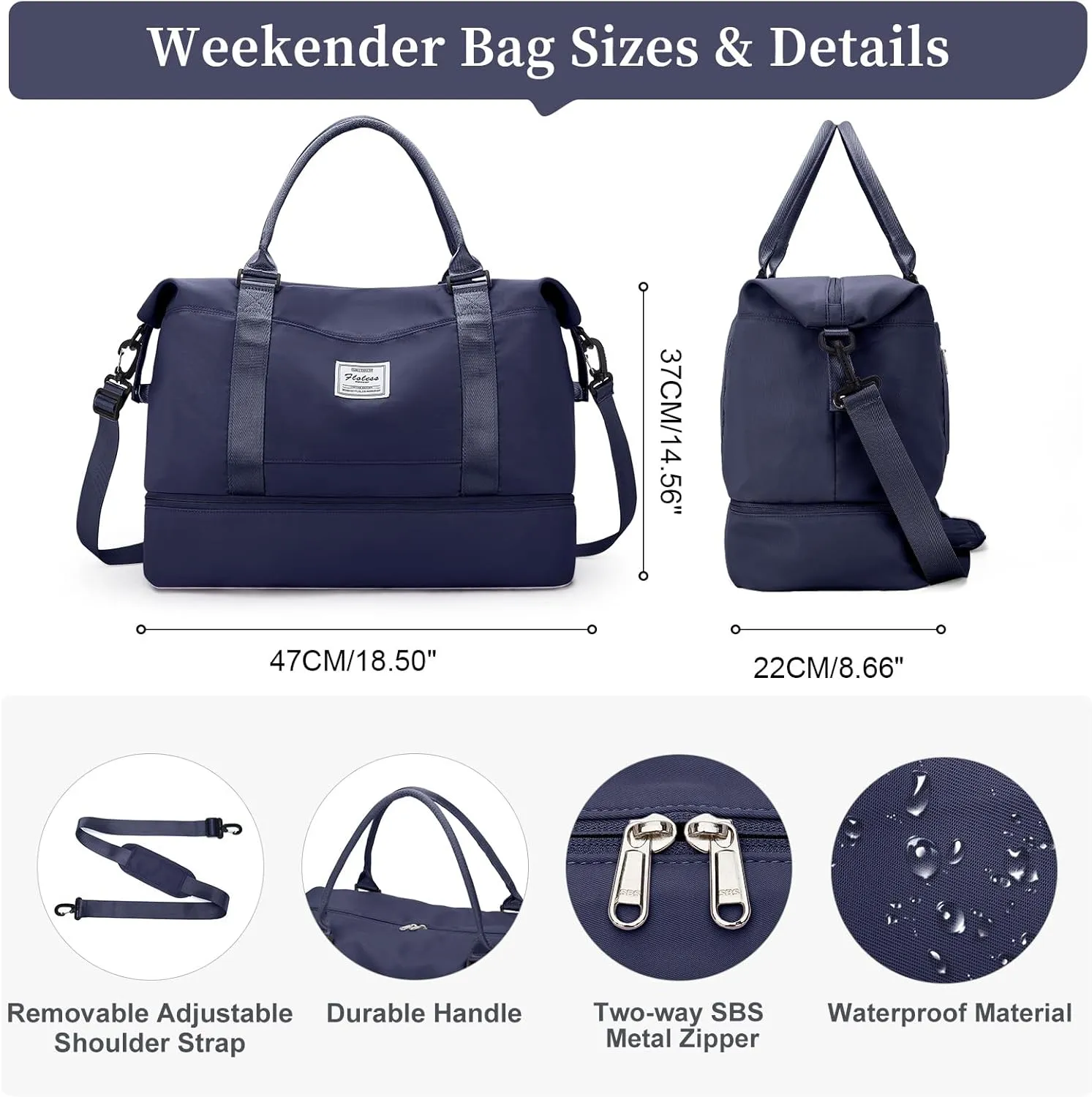 Travel Duffel Bag with Shoes Compartment, Overnight Weekender Bags for Women,Carry on Personal Item Bag