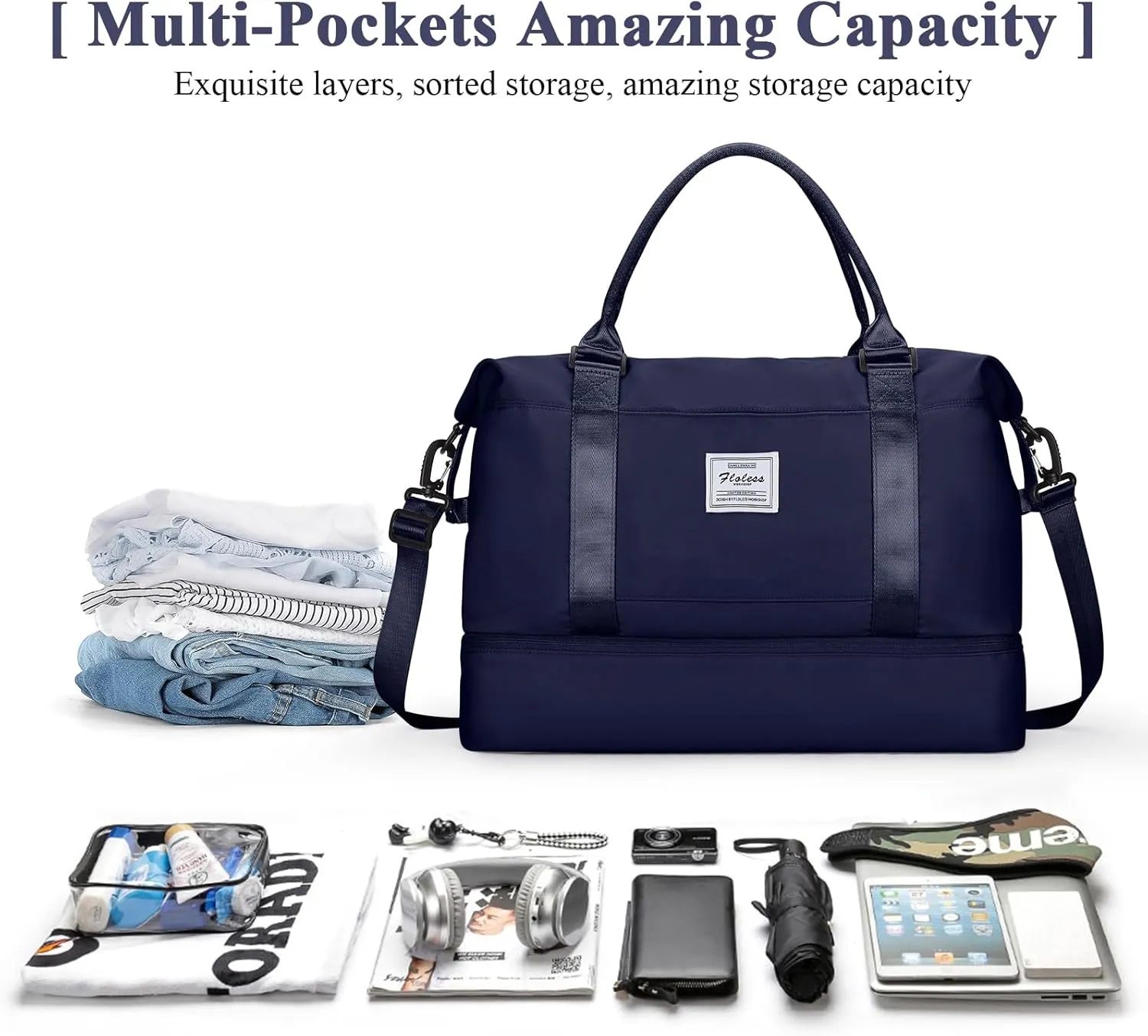 Travel Duffel Bag with Shoes Compartment, Overnight Weekender Bags for Women,Carry on Personal Item Bag