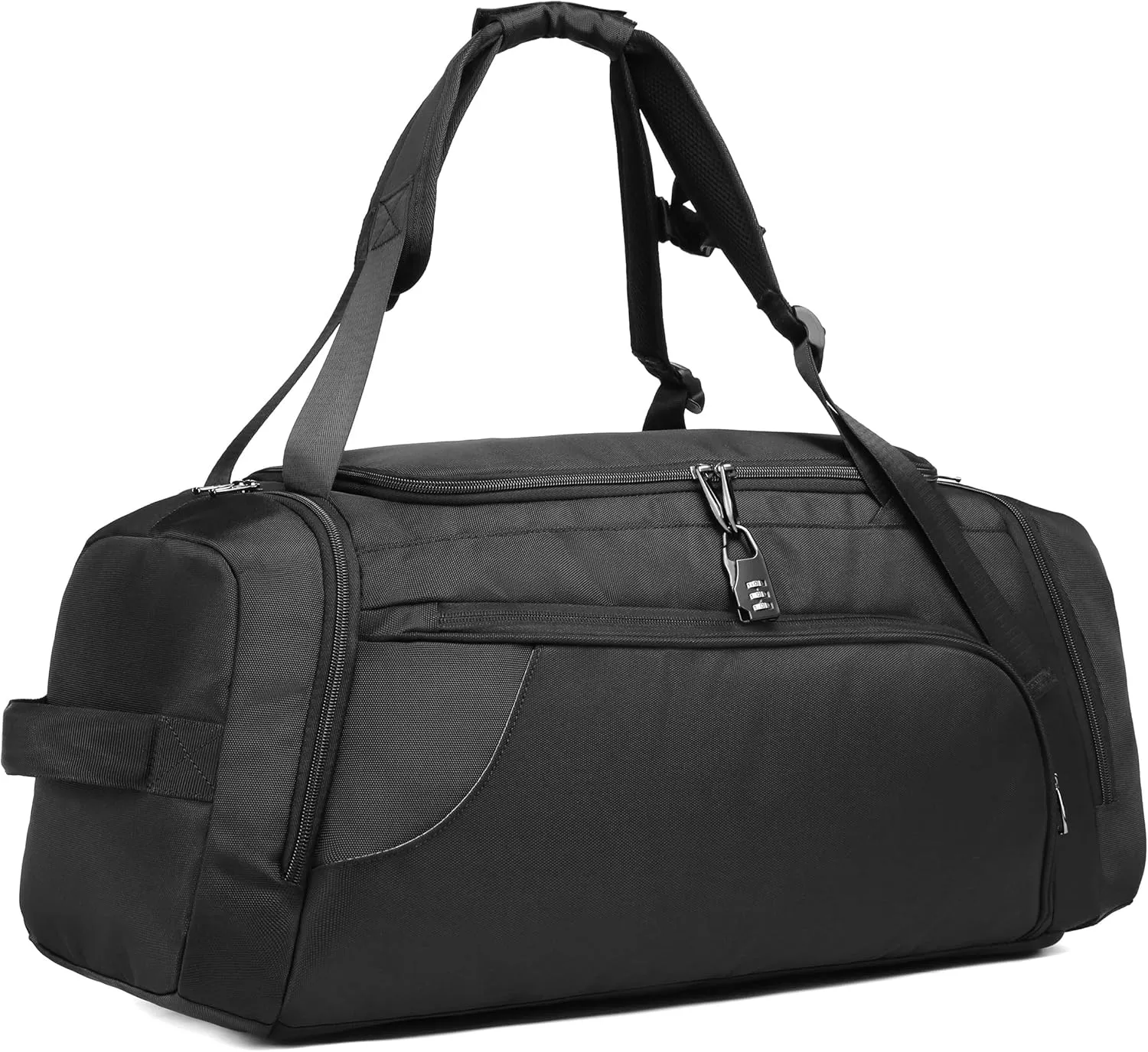 Travel Duffle Bag for Men, Convertible Large Capacity Oxford Cloth Weekender Overnight Bags with Shoe Compartment (Black)