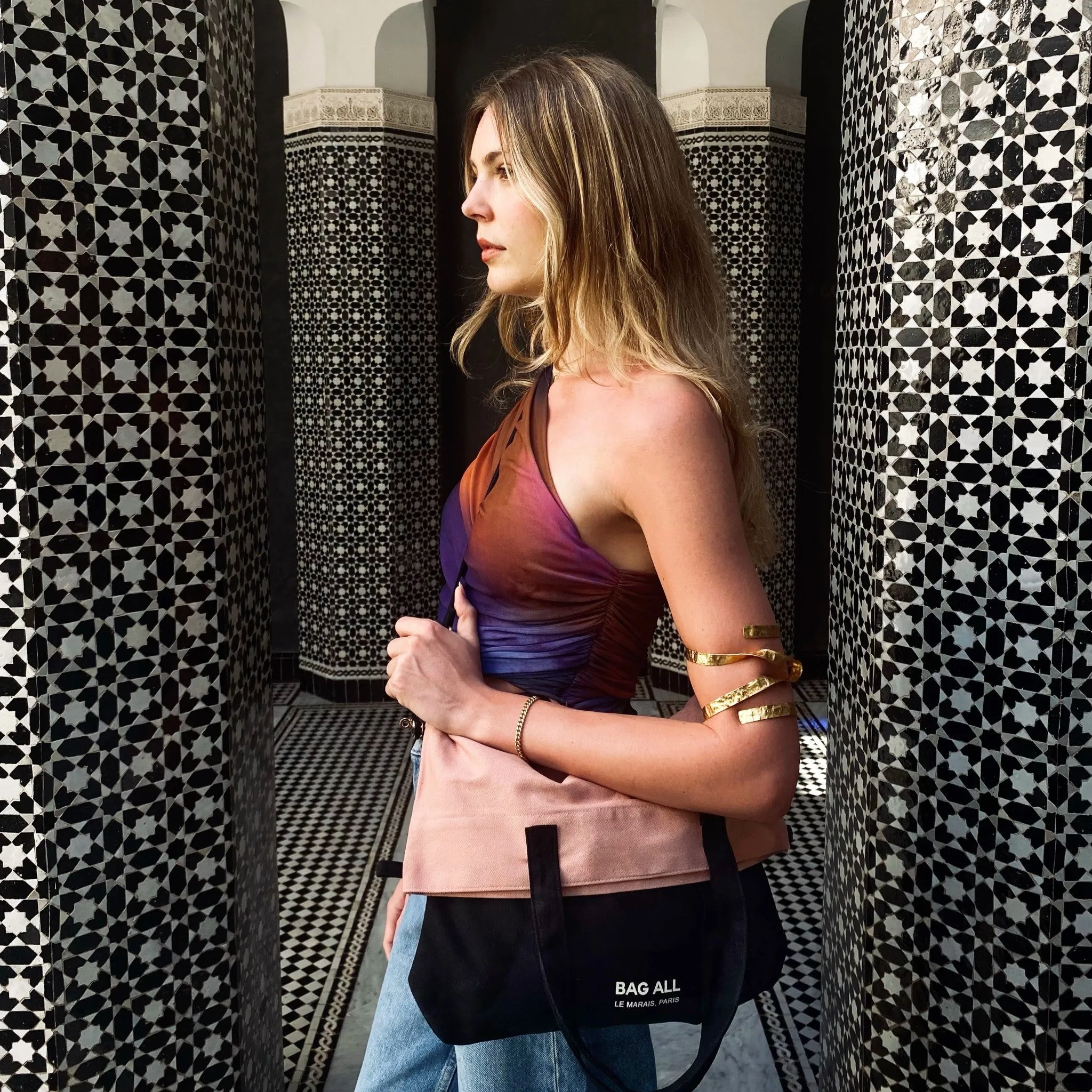 Travel Tote Bag – Pink & Black