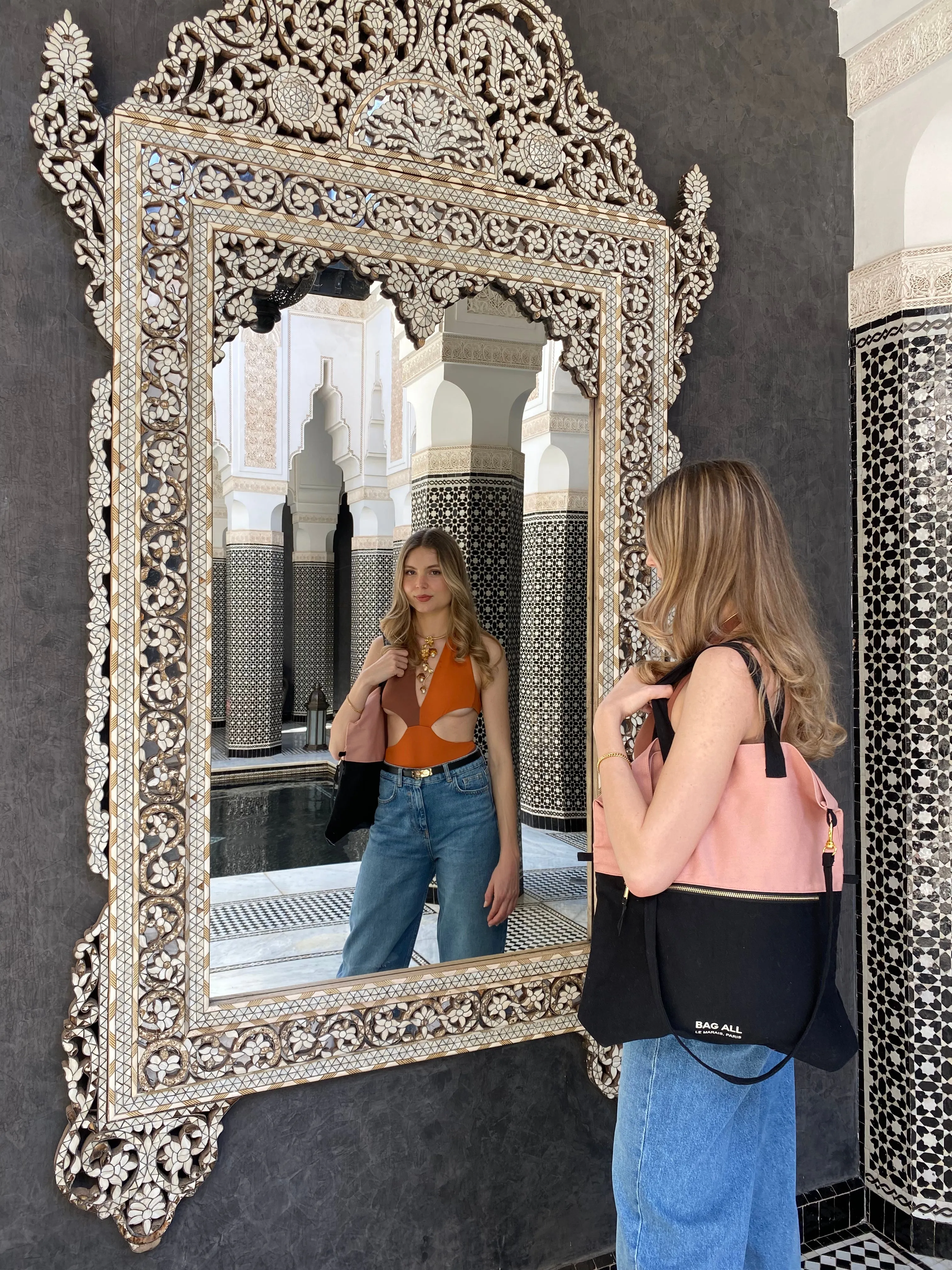 Travel Tote Bag – Pink & Black