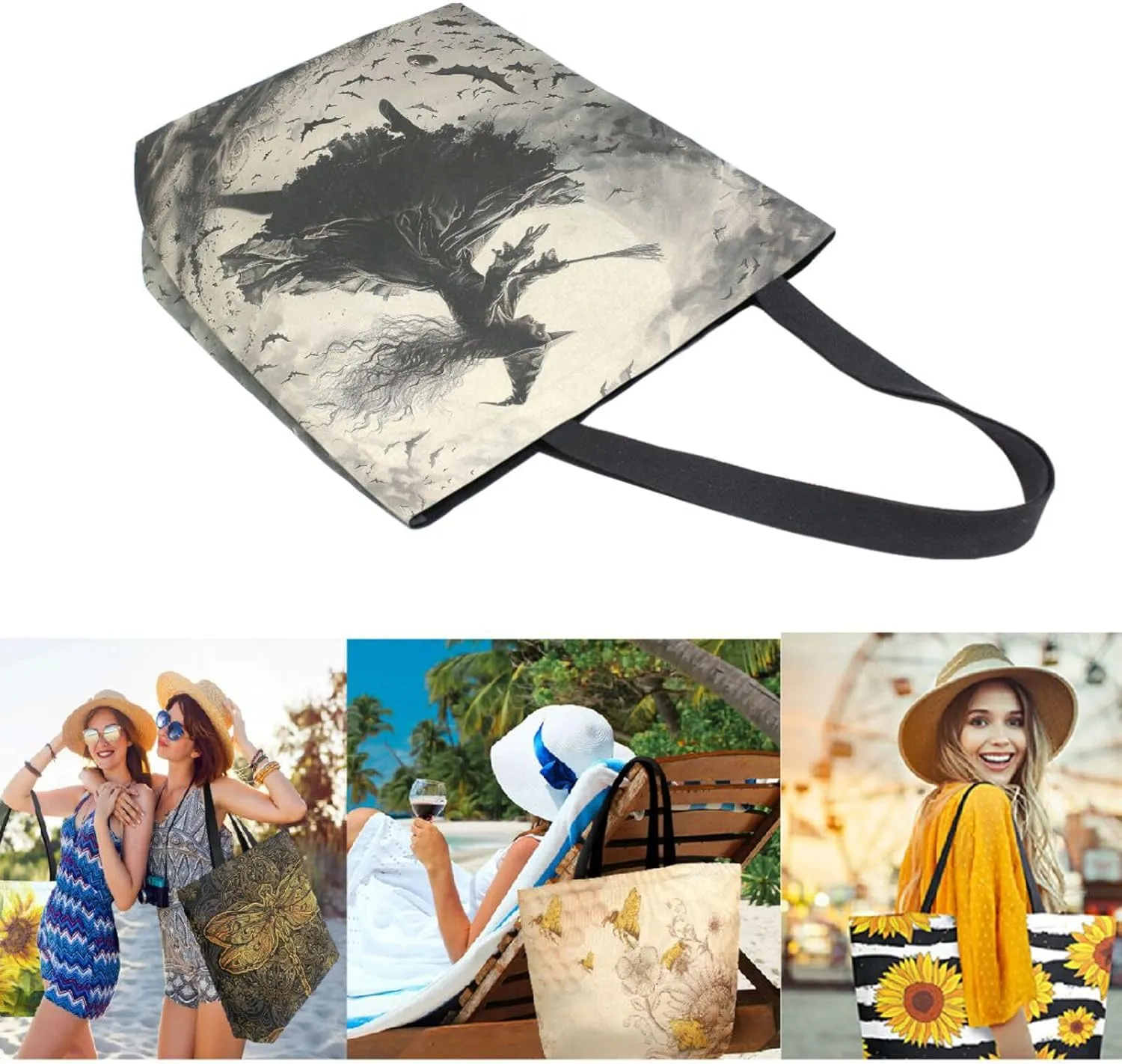 Trendy Cute Printed Pattern Extra Large Shoulder Tote Bag for Beach Travel Weekender Gym Grocery Shopping