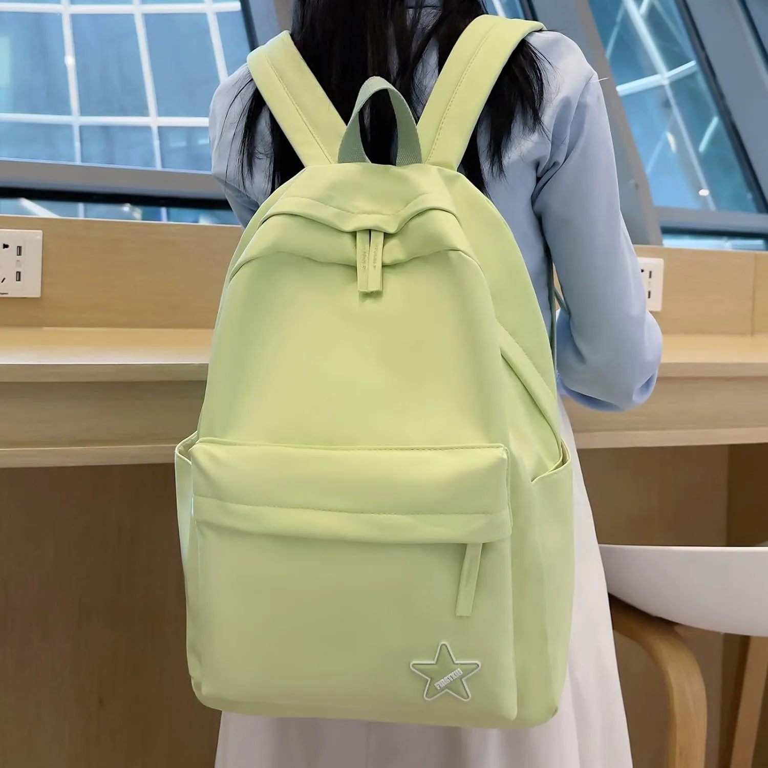 Trendy Student Backpack Casual Versatile Large Capacity Shoulder Bag for College Stylish Everyday Use (Green, One Size)