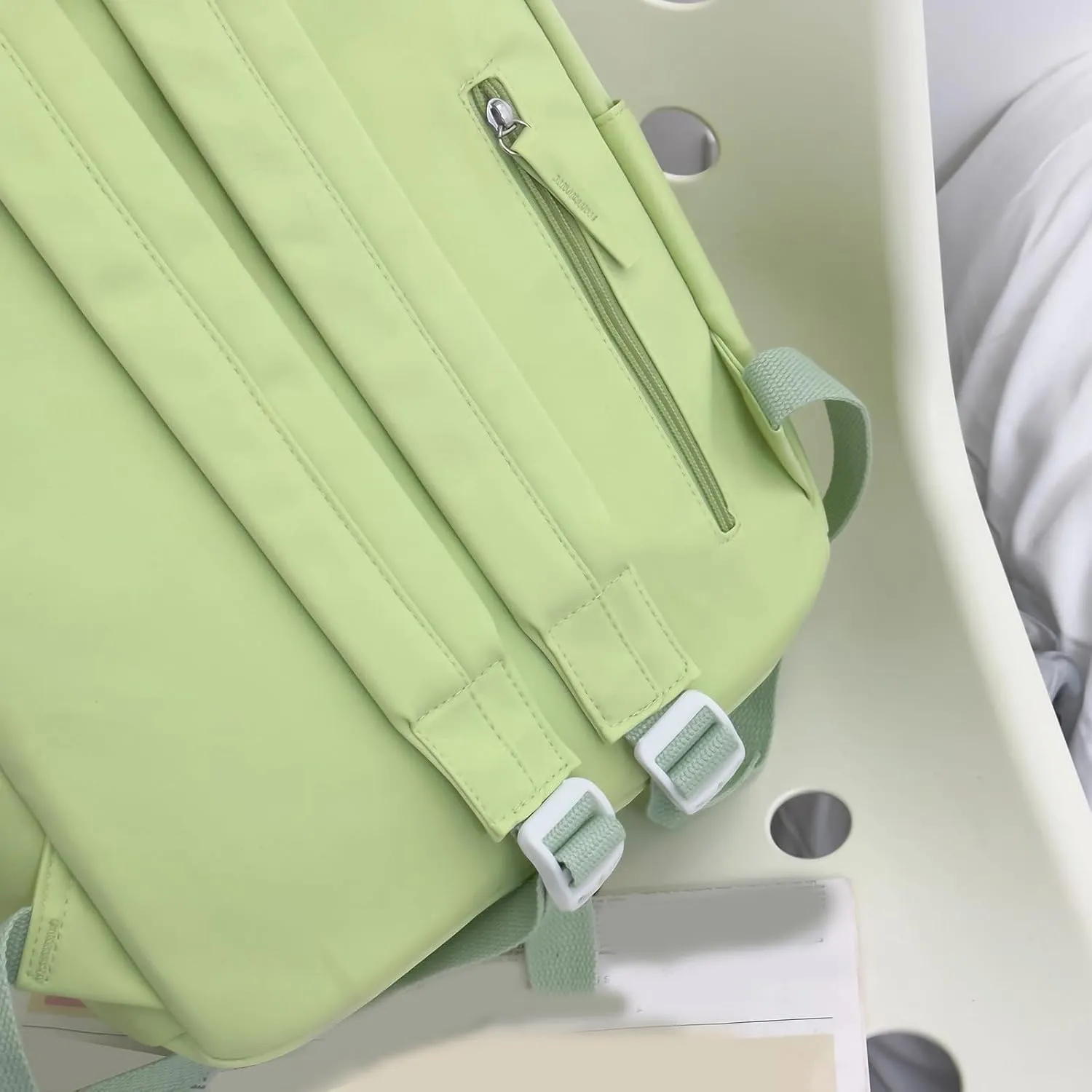 Trendy Student Backpack Casual Versatile Large Capacity Shoulder Bag for College Stylish Everyday Use (Green, One Size)