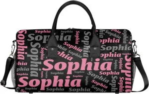 TropicalLife Personalized Duffel Bag Custom Name Sport Gym Bag Duffle Dance Bag Weekender Bags for Women Black Pink Gray