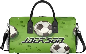 TropicalLife Personalized Grasslands Football Duffel Bag Custom Name Gym Bags Carry On Travel Bag Weekender Overnight Bag for Women Men,